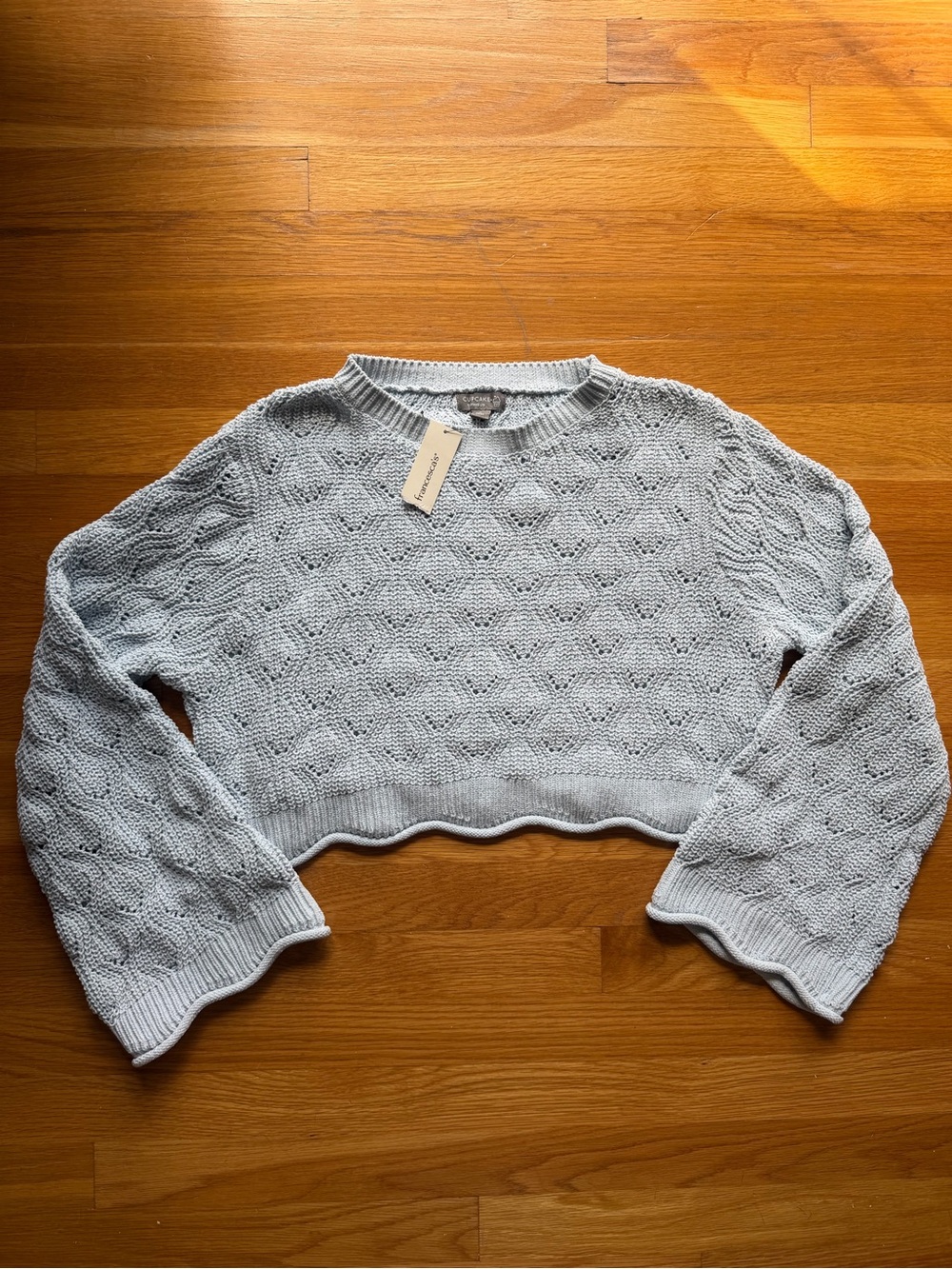NWT Francesca’s Cupcake Light Blue Knit Sweater - Size Small
